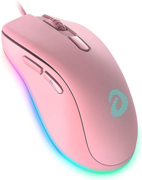 buy dareu wired pink gaming mouse 6400dpi 6 programmable buttons ergonomic rgb gaming mouse