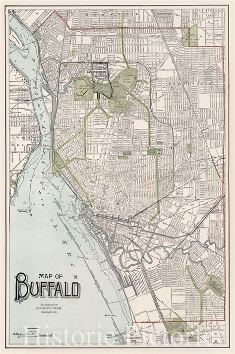Historic Map Map Of Buffalo 1890 George F Cram V1 Cartographie