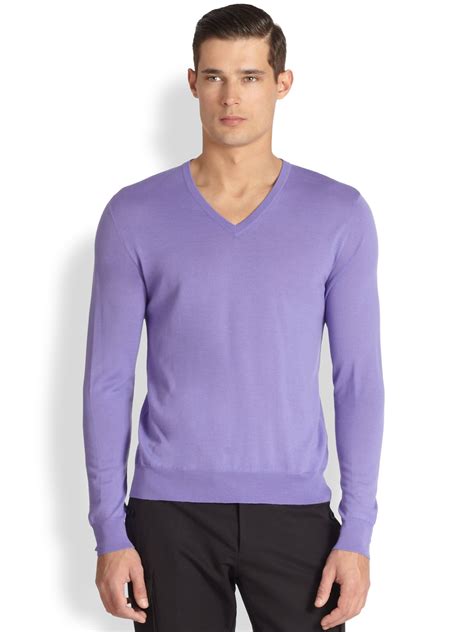 Ralph Lauren Black Label Wool And Cashmere V Neck Sweater In Purple For