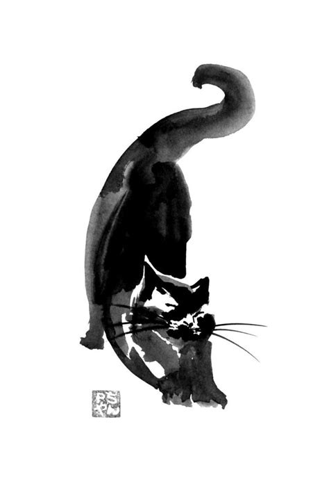 Pechane Sumie Saatchi Art Cat Art Illustration Black Cat Art