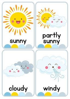 Weather And Temperature Flash Cards Or Weather Center Display Cards