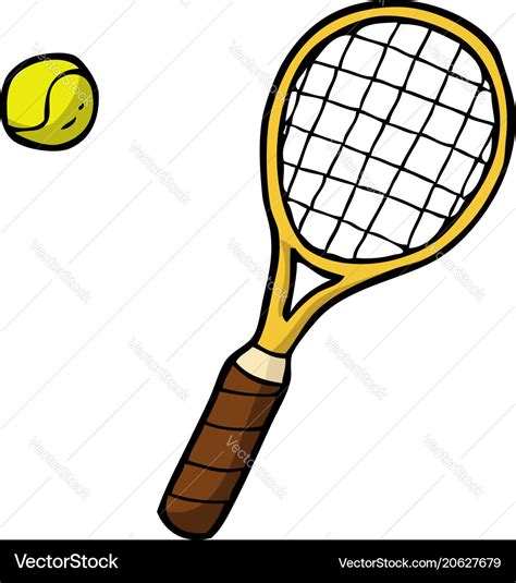 Doodle Tennis Racket And Ball Royalty Free Vector Image