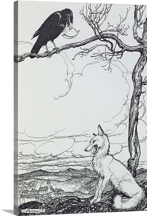 The Fox And The Crow Illustration From Aesops Fables Illustration