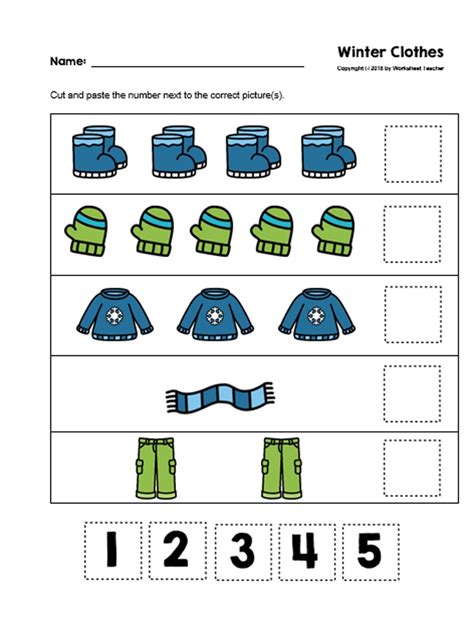 30 Cut And Paste Numbers 1 5 Printable Worksheets Preschool Etsy