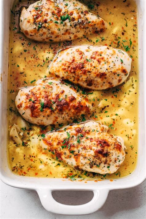 How to make oven baked chicken thighs. Baked Garlic Butter Chicken with Mozzarella Recipe ...
