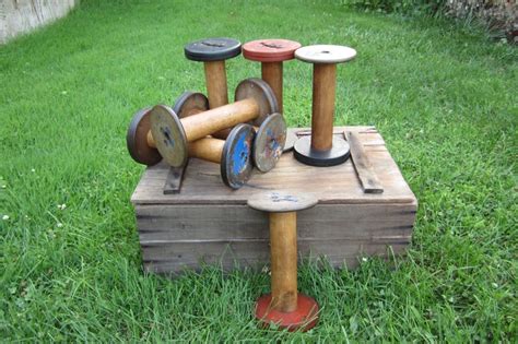 Primitive Antique Wood Spools Industrial Wooden Textile Decor Etsy