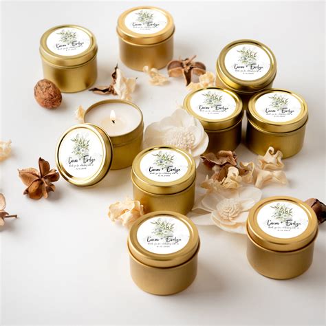 Wedding Favor Candles For Guests Bulk Mini Candle Gold Tins Etsy