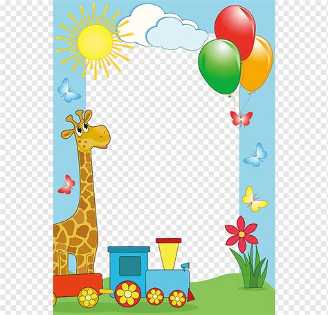 Ilustração De Moldura Infantil Estação Girafa Folha De Parede Animais