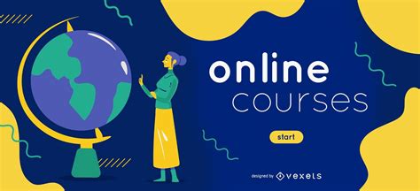 Online Courses E Learning Slider Template Vector Download
