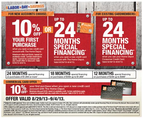 We have other variations of this home depot special financing offer: The Home Depot has a special financing offer for Labor Day weekend shopping. This promotion ...