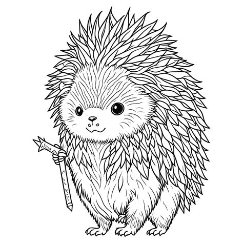 Porcupine Coloring Pages For Kids Black And White 24534951 Vector Art
