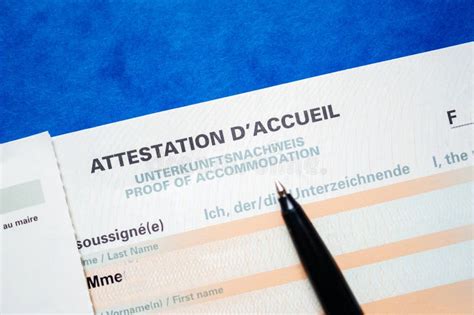 Attestation D`accueil Proof Of Accommodation Unterkunftsnachweis For