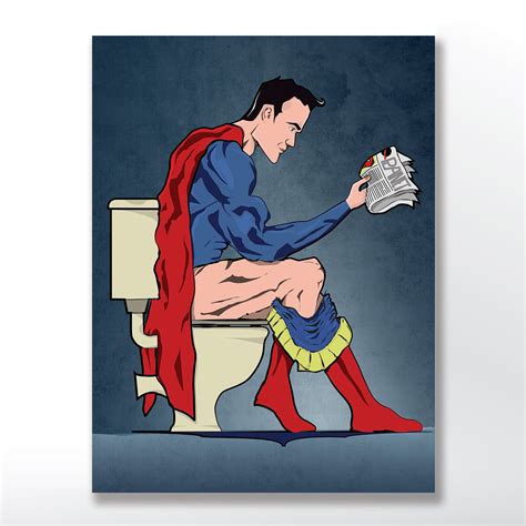 Superman On The Toilet Bathroom Poster
