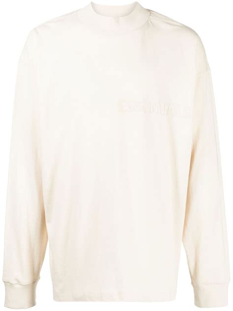 Essentials Off White Cotton Long Sleeve T Shirt In Nude Modesens