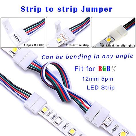 FSJEE 12MM 5PIN RGBW LED Strip Connector Kit With 16 4FT Extension