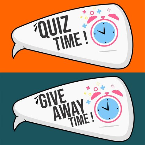 Quiz Time Banner Template With Clock Icon Comic Style Speech Bubble