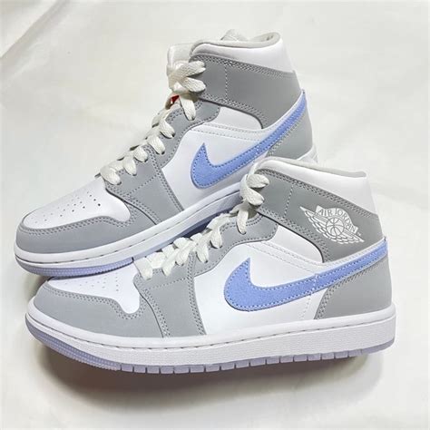 Air Jordan 1 Mid White Grey Blue With Icy Soles Sneaker Hello
