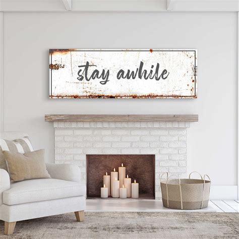 Stay Awhile Sign Personalized House Modern Farmhouse Décor Etsy