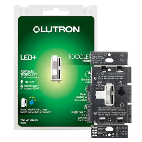 Lutron Toggler Single Pole3 Way Led Toggle Light Dimmer Switch White