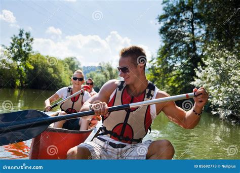 Young People Canoeing Stock Image Image Of Happy Children 85692773