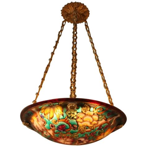 French Art Glass Hand Painted Chandelier At 1stdibs