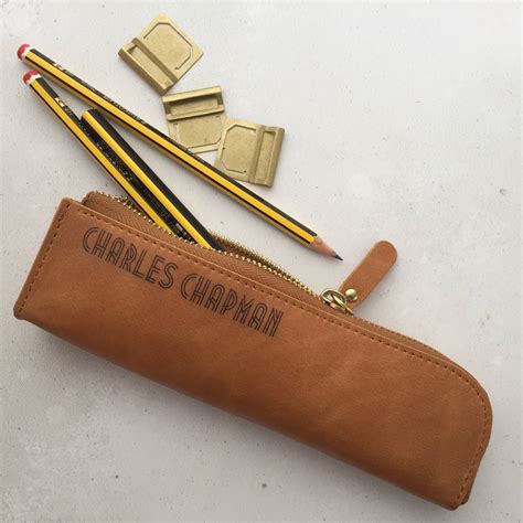 Personalised Pencil Case In Luxury Leather By Leather Ts Uk