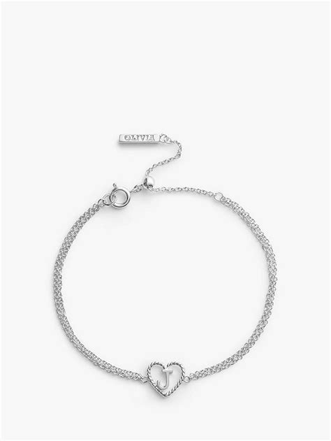 Olivia Burton Heart Initial Double Chain Bracelet At John Lewis And Partners