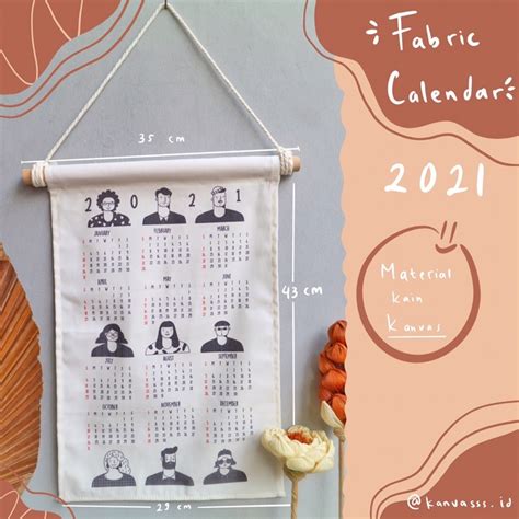 Jual Fabric Calendar 2022kalender Kain 2022aesthetic Walldecor