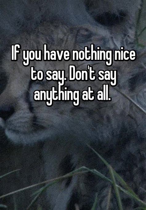 If You Have Nothing Nice To Say Dont Say Anything At All