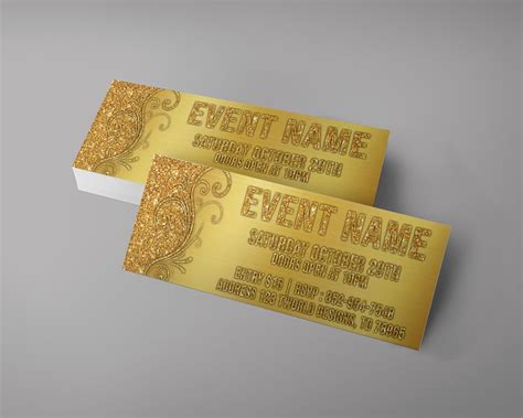 Gold Glitter Event Tickets Design Wedding Ticket Gala Etsy