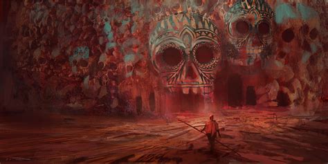 Skull Cave Fantasy Art Artwork Surreal Red Wallpapers