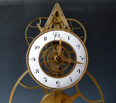 A Rare French Y Framed ‘great Wheel Skeleton Clock With Balance Wheel