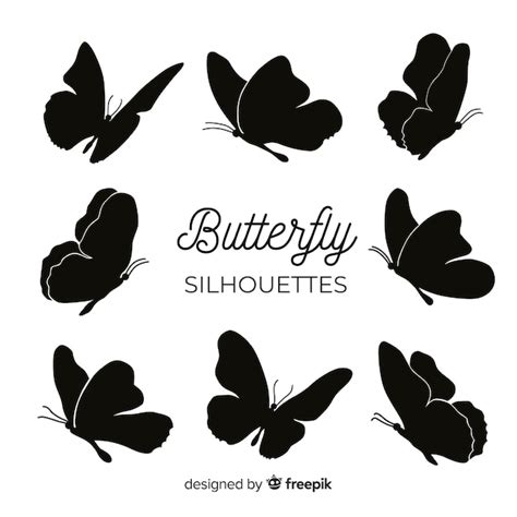 Butterfly Silhouettes Flying Free Vector