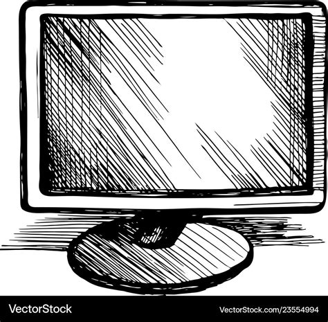 Computer Monitor Sketch Royalty Free Vector Image
