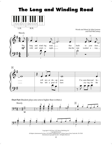 The Long And Winding Road Sheet Music The Beatles 5 Finger Piano