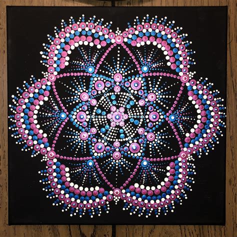 12x12 Original Hand Painted Mandala Design On Stretched Canvas Mandala