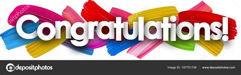 Congratulations Banner Colorful Watercolor Brush Strokes Vector Paper