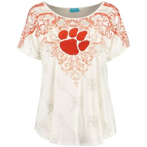 College Clemson Tigers Women S Victorian Print Dolman Tunic Cream