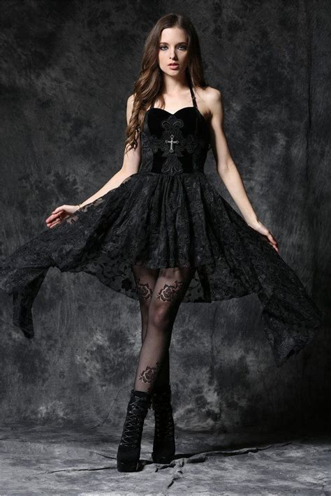Dw063 Gothique Elegant Dead Souls Cross Dress With Side Long Designs Gothic Fashion Look