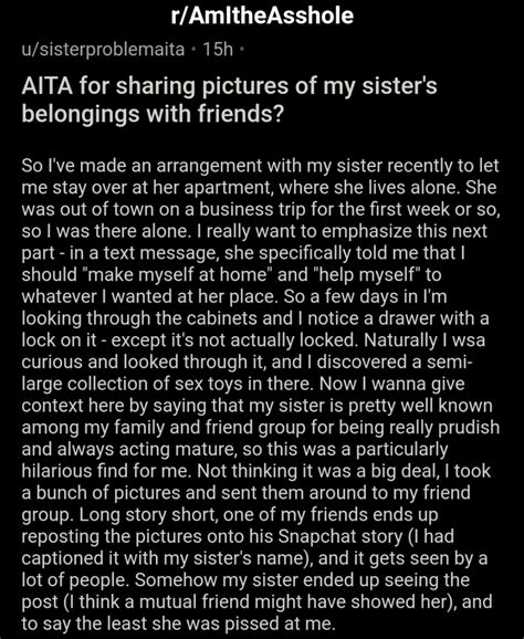 Am I the Asshole? on Twitter: "AITA for sharing pictures of my sister's