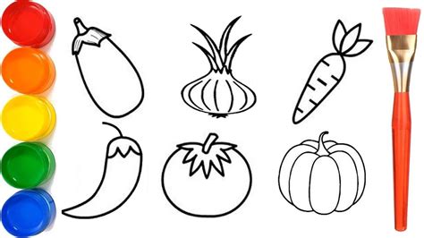 How To Draw Vegetables Simple Drawing And Painting Vegetables For Kids