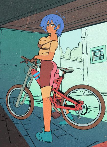 Rule 34 1girls Ahoge Animated Ass Bicycle Bike Shorts Blue Eyes Blue