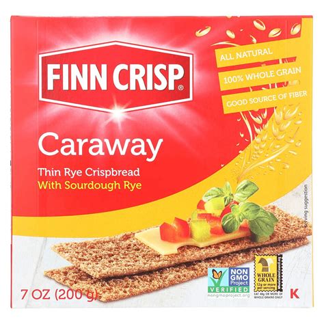 Finn Crisp All Natural Whole Grain Caraway Thin Rye Crispbread With