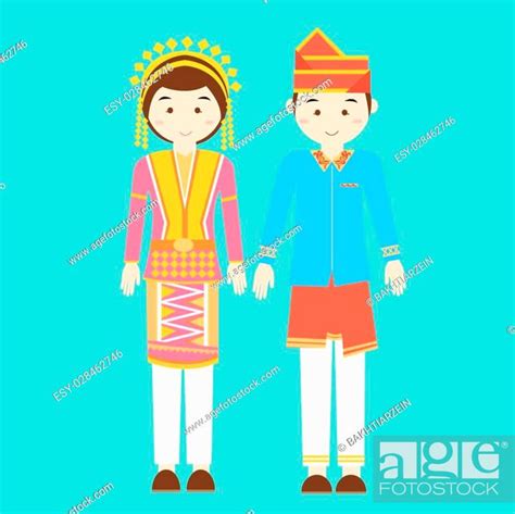 Aceh North Sumatra Couple Men Woman Wearing Traditional Wedding Clothes