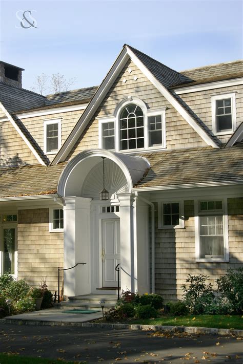 Shingle Style Home With Barrel Vaulted Portico Smirosarchitects