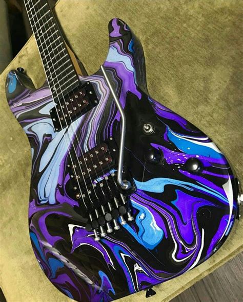 Schecter Usa Custom Shop Sunset Swirl Guitar Purple Guitar Music Guitar