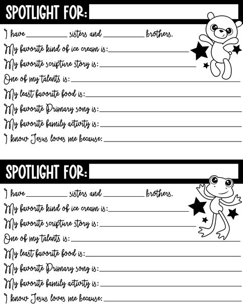 Primary Kid Spotlight Printable Forms Dorky Doodles