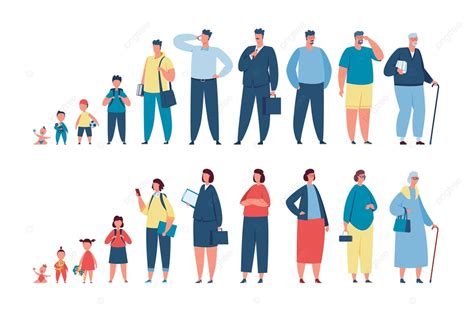 People Different Ages Vector Hd Png Images Man And Woman In Different