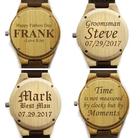 Wooden Watch Engraved Bamboo Watch Wood Wristwatch Etsy