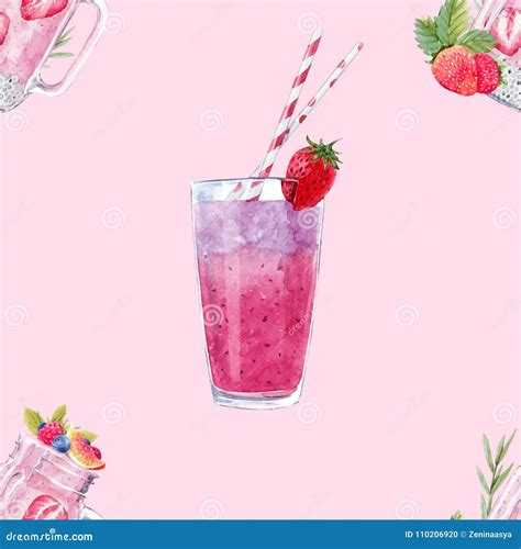 watercolor smoothie vector pattern stock vector illustration of berry exotic 110206920